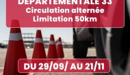 Départementale 33 :  circulation alternée